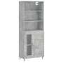 Aparador alto madera contrachapada gris hormigón 69,5x34x180 cm de vidaXL, Aparadores - Ref: Foro24-3189489, Precio: 148,19 €...