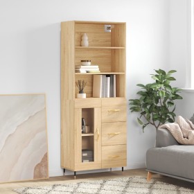 High oak-colored plywood sideboard 69.5x34x180 cm by vidaXL, Sideboards - Ref: Foro24-3189488, Price: 154,11 €, Discount: %