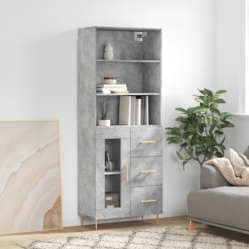 Concrete gray plywood tall sideboard 69.5x34x180 cm by vidaXL, Sideboards - Ref: Foro24-3189497, Price: 147,99 €, Discount: %