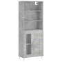 Aparador alto madera contrachapada gris hormigón 69,5x34x180 cm de vidaXL, Aparadores - Ref: Foro24-3189497, Precio: 148,27 €...