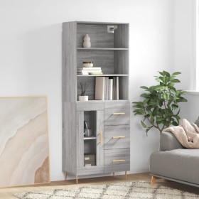 Aparador alto madera contrachapada gris sonoma 69,5x34x180 cm de vidaXL, Aparadores - Ref: Foro24-3189499, Precio: 153,99 €, ...