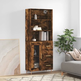 Tall smoked oak plywood highboard 69.5x34x180 cm by vidaXL, Sideboards - Ref: Foro24-3189498, Price: 150,66 €, Discount: %