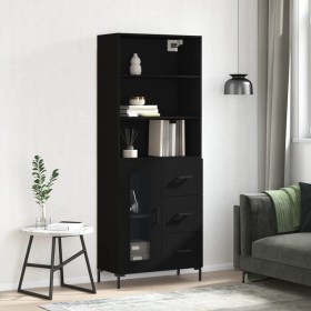 Aparador alto madera contrachapada negro 69,5x34x180 cm de vidaXL, Aparadores - Ref: Foro24-3189510, Precio: 168,69 €, Descue...