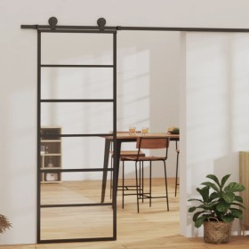 Puerta corredera ESG vidrio y aluminio negra 76x205 cm de vidaXL, Puertas - Ref: Foro24-151014, Precio: 140,08 €, Descuento: %