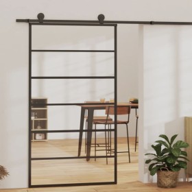 ESG glass and black aluminum sliding door 102x205 cm by vidaXL, Doors - Ref: Foro24-151016, Price: 184,99 €, Discount: %