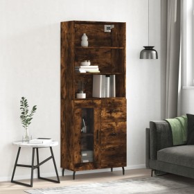 Aparador alto madera contrachapada roble ahumado 69,5x34x180 cm de vidaXL, Aparadores - Ref: Foro24-3189530, Precio: 157,74 €...