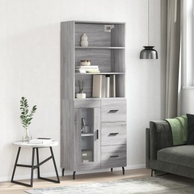 Aparador alto madera contrachapada gris sonoma 69,5x34x180 cm de vidaXL, Aparadores - Ref: Foro24-3189531, Precio: 160,66 €, ...