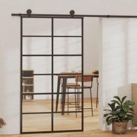 ESG glass and black aluminum sliding door 102x205 cm by vidaXL, Doors - Ref: Foro24-151019, Price: 218,43 €, Discount: %