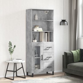 Aparador alto madera contrachapada gris hormigón 69,5x34x180 cm de vidaXL, Aparadores - Ref: Foro24-3189537, Precio: 157,69 €...