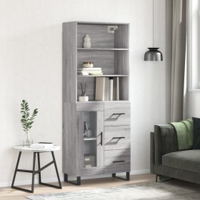 Aparador alto madera contrachapada gris sonoma 69,5x34x180 cm de vidaXL, Aparadores - Ref: Foro24-3189539, Precio: 172,99 €, ...