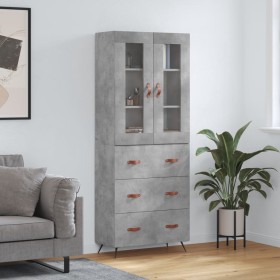 Concrete gray plywood tall sideboard 69.5x34x180 cm by vidaXL, Sideboards - Ref: Foro24-3198381, Price: 197,99 €, Discount: %