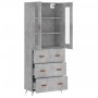 Aparador alto madera contrachapada gris hormigón 69,5x34x180 cm de vidaXL, Aparadores - Ref: Foro24-3198381, Precio: 197,99 €...