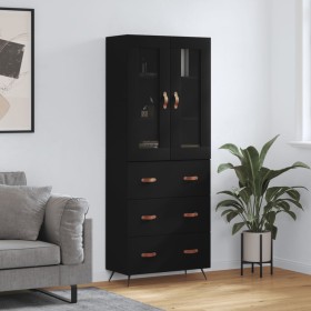 Aparador alto madera contrachapada negro 69,5x34x180 cm de vidaXL, Aparadores - Ref: Foro24-3198378, Precio: 201,99 €, Descue...