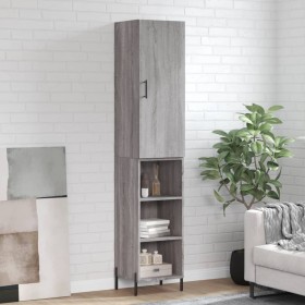 Aparador alto madera contrachapada gris Sonoma 34,5x34x180 cm de vidaXL, Aparadores - Ref: Foro24-3198991, Precio: 91,46 €, D...