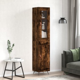 Aparador de madera contrachapada roble ahumado 34,5x34x180 cm de vidaXL, Aparadores - Ref: Foro24-3199470, Precio: 98,99 €, D...