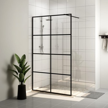 Accessible shower screen ESG transparent black glass 115x195cm by vidaXL, Shower walls and screens - Ref: Foro24-151036, Pric...