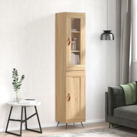 Aparador de madera contrachapada roble Sonoma 34,5x34x180 cm de vidaXL, Aparadores - Ref: Foro24-3199468, Precio: 102,95 €, D...