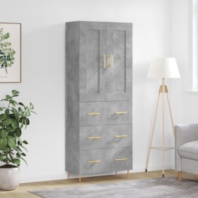 Aparador alto madera contrachapada gris hormigón 69,5x34x180 cm de vidaXL, Aparadores - Ref: Foro24-3199741, Precio: 156,99 €...