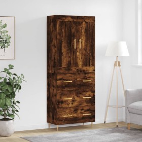 Aparador alto madera contrachapada roble ahumado 69,5x34x180 cm de vidaXL, Aparadores - Ref: Foro24-3199742, Precio: 163,99 €...