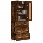 Aparador alto madera contrachapada roble ahumado 69,5x34x180 cm de vidaXL, Aparadores - Ref: Foro24-3199742, Precio: 163,94 €...