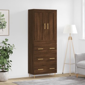 Aparador alto madera contrachapada marrón roble 69,5x34x180 cm de vidaXL, Aparadores - Ref: Foro24-3199744, Precio: 162,99 €,...