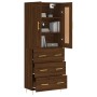 Aparador alto madera contrachapada marrón roble 69,5x34x180 cm de vidaXL, Aparadores - Ref: Foro24-3199744, Precio: 163,58 €,...