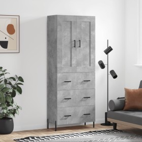 Aparador alto madera contrachapada gris hormigón 69,5x34x180 cm de vidaXL, Aparadores - Ref: Foro24-3199757, Precio: 172,95 €...