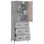 Aparador alto madera contrachapada gris hormigón 69,5x34x180 cm de vidaXL, Aparadores - Ref: Foro24-3199757, Precio: 171,42 €...