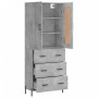 Aparador alto madera contrachapada gris hormigón 69,5x34x180 cm de vidaXL, Aparadores - Ref: Foro24-3199757, Precio: 171,42 €...