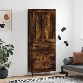 Aparador alto madera contrachapada roble ahumado 69,5x34x180 cm de vidaXL, Aparadores - Ref: Foro24-3199758, Precio: 189,99 €...