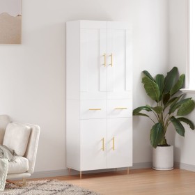 Aparador alto madera contrachapada blanco brillo 69,5x34x180 cm de vidaXL, Aparadores - Ref: Foro24-3199867, Precio: 155,99 €...