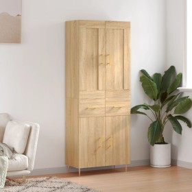 Aparador alto madera contrachapada color roble 69,5x34x180 cm de vidaXL, Aparadores - Ref: Foro24-3199868, Precio: 155,99 €, ...