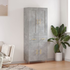 Aparador alto madera contrachapada gris hormigón 69,5x34x180 cm de vidaXL, Aparadores - Ref: Foro24-3199869, Precio: 140,99 €...