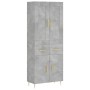 Aparador alto madera contrachapada gris hormigón 69,5x34x180 cm de vidaXL, Aparadores - Ref: Foro24-3199869, Precio: 145,55 €...