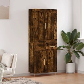 Aparador alto madera contrachapada roble ahumado 69,5x34x180 cm de vidaXL, Aparadores - Ref: Foro24-3199870, Precio: 141,99 €...