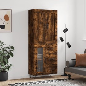 Aparador alto madera contrachapada roble ahumado 69,5x34x180 cm de vidaXL, Aparadores - Ref: Foro24-3199974, Precio: 149,99 €...