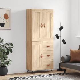 Tall plywood oak-colored highboard 69.5x34x180 cm by vidaXL, Sideboards - Ref: Foro24-3199980, Price: 149,99 €, Discount: %