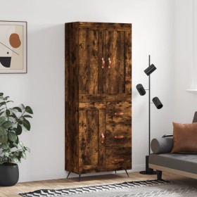 Aparador alto madera contrachapada roble ahumado 69,5x34x180 cm de vidaXL, Aparadores - Ref: Foro24-3199982, Precio: 150,99 €...