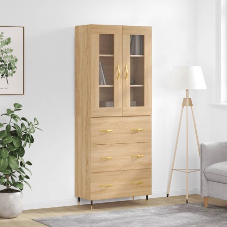 Aparador alto madera contrachapada color roble 69,5x34x180 cm de vidaXL, Aparadores - Ref: Foro24-3198388, Precio: 169,99 €, ...