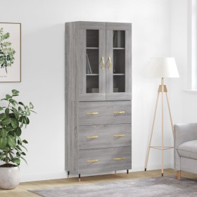 Aparador alto madera contrachapada gris sonoma 69,5x34x180 cm de vidaXL, Aparadores - Ref: Foro24-3198391, Precio: 176,71 €, ...