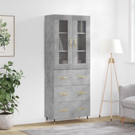 Concrete gray plywood tall sideboard 69.5x34x180 cm by vidaXL, Sideboards - Ref: Foro24-3198389, Price: 170,99 €, Discount: %