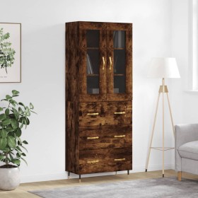 Aparador alto madera contrachapada roble ahumado 69,5x34x180 cm de vidaXL, Aparadores - Ref: Foro24-3198390, Precio: 175,99 €...