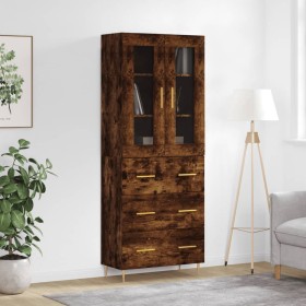 Aparador alto madera contrachapada roble ahumado 69,5x34x180 cm de vidaXL, Aparadores - Ref: Foro24-3198398, Precio: 177,99 €...