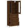 Aparador alto madera contrachapada marrón roble 69,5x34x180 cm de vidaXL, Aparadores - Ref: Foro24-3198408, Precio: 184,26 €,...