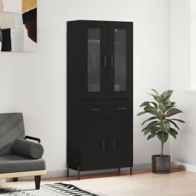 Aparador alto madera contrachapada negro 69,5x34x180 cm de vidaXL, Aparadores - Ref: Foro24-3198538, Precio: 180,99 €, Descue...