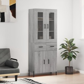 Aparador alto madera contrachapada gris sonoma 69,5x34x180 cm de vidaXL, Aparadores - Ref: Foro24-3198543, Precio: 182,88 €, ...