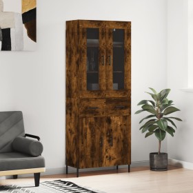 Aparador alto madera contrachapada roble ahumado 69,5x34x180 cm de vidaXL, Aparadores - Ref: Foro24-3198542, Precio: 175,99 €...