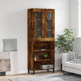 Tall smoked oak plywood sideboard 69.5x34x180 cm by vidaXL, Sideboards - Ref: Foro24-3198750, Price: 149,99 €, Discount: %