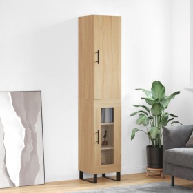 Aparador de madera contrachapada roble Sonoma 34,5x34x180 cm de vidaXL, Aparadores - Ref: Foro24-3199068, Precio: 99,99 €, De...