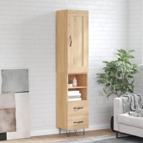 Aparador de madera contrachapada roble Sonoma 34,5x34x180 cm de vidaXL, Aparadores - Ref: Foro24-3200292, Precio: 97,99 €, De...